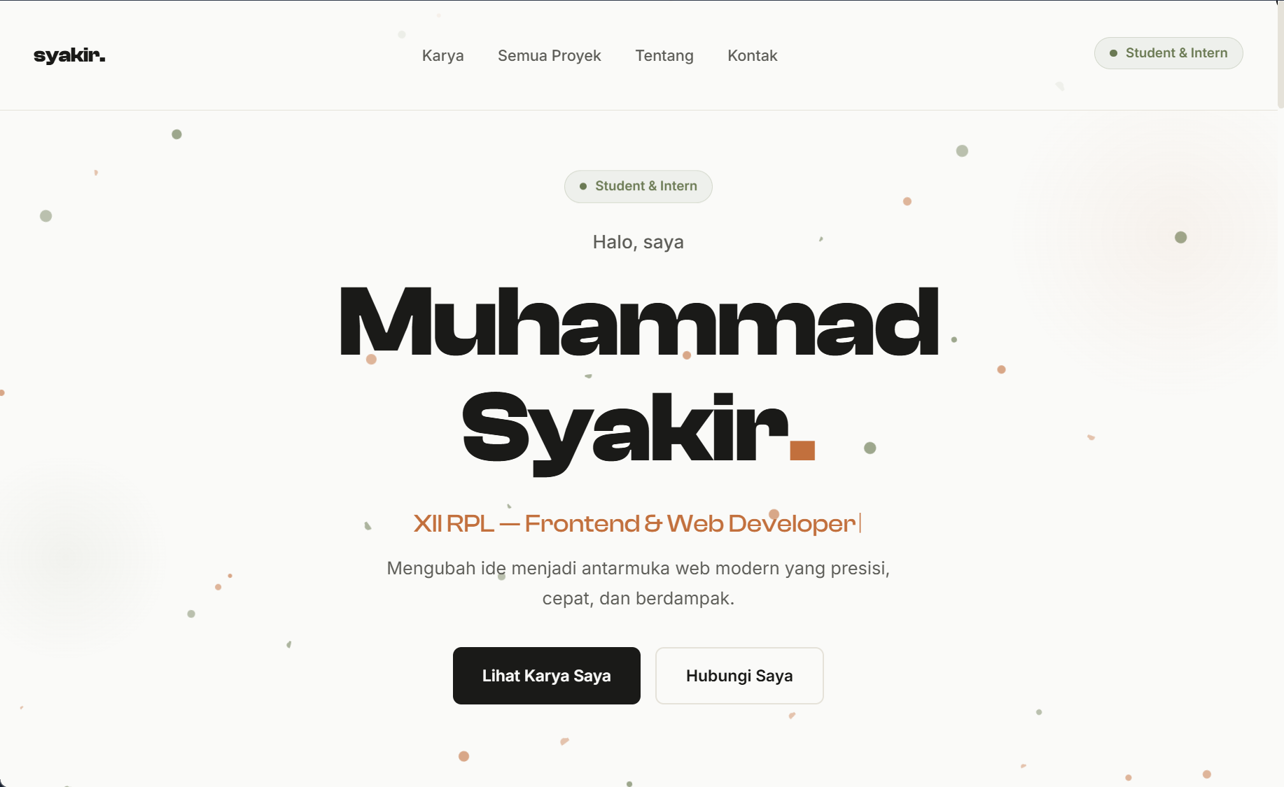 Screenshot proyek Portofolio Pribadi